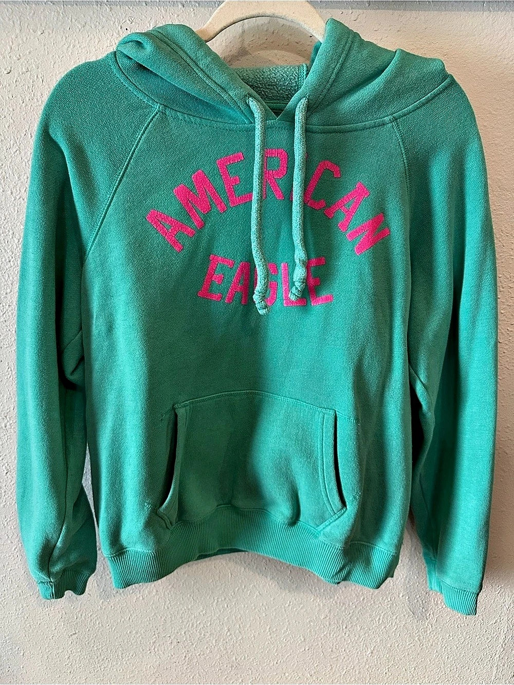 American Eagle Outfitters Graphic Hoodie in Green & Pink Size Large